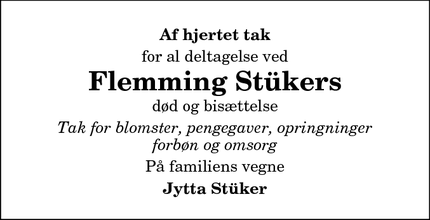 Taksigelsen for Flemming Stükers - Videbæk
