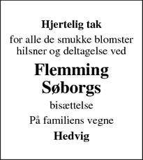 Taksigelsen for Flemming
Søborgs - Egedal