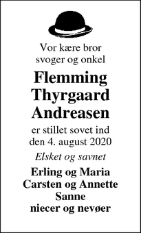 Dødsannoncen for Flemming
Thyrgaard
Andreasen - Herning