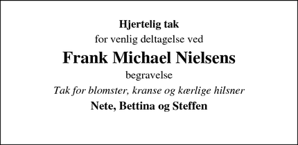 Taksigelsen for Frank Michael Nielsen - Sorø