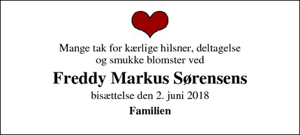 Taksigelsen for Freddy Markus Sørensens - Esbjerg