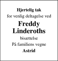 Taksigelsen for Freddy
Linderoths - Lemvig
