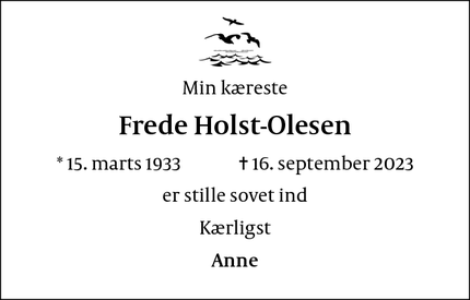 Dødsannoncen for Frede Holst-Olesen - Albertslund