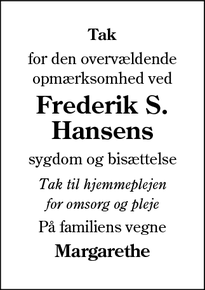 Taksigelsen for Frederik S. Hansens - Kollund