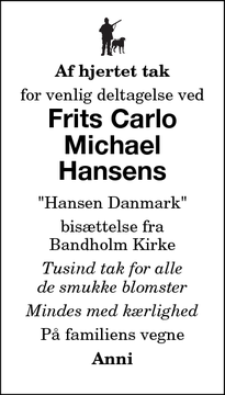 Taksigelsen for Frits Carlo
Michael
Hansen - Sakskøbing