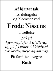 Taksigelsen for Frode Nissen - Kjellerup 