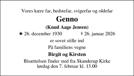 Dødsannoncen for Genno - Skanderborg