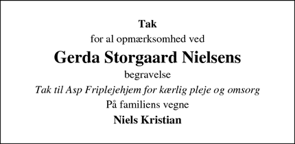 Taksigelsen for Gerda Storgaard Nielsen - Aarhus C