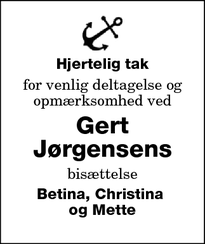 Taksigelsen for Gert Jørgensens - Nykøbing F.