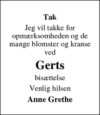 Taksigelsen for Gerts - Korsør