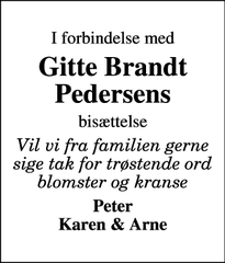 Taksigelsen for Gitte Brandt Pedersens - Middelfart
