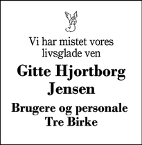Dødsannoncen for Gitte Hjortborg Jensen - Herning