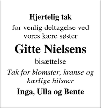 Taksigelsen for Gitte Nielsens  - Otterup