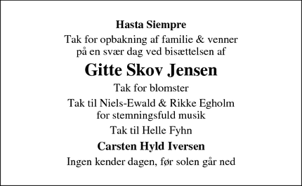 Taksigelsen for Gitte Skov Jensen - Esbjerg