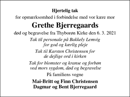 Taksigelsen for Grethe Bjerregaards - Holstebro