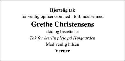 Taksigelsen for Grethe Christensens - Farsø