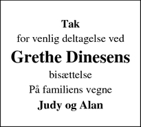 Taksigelsen for Grethe Dinesens - Uldum