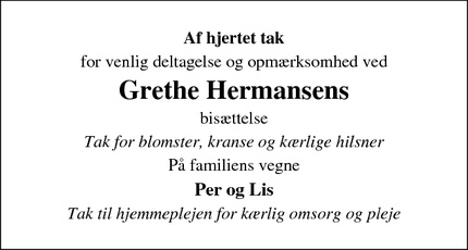 Taksigelsen for Grethe Hermansen - Mammen (Bjerringbro)