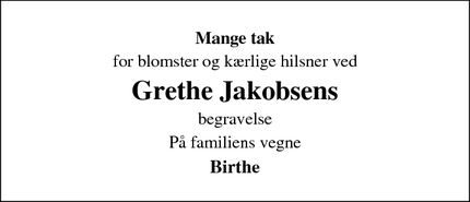 Taksigelsen for Grethe Jakobsens - Brædstrup