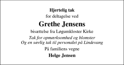 Taksigelsen for Grethe Jensen - Tønder