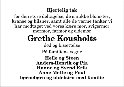 Taksigelsen for Grethe Kousholt - Dronninglund