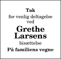 Taksigelsen for Grethe Larsens - Storvorde