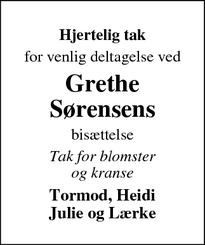 Taksigelsen for Grethe
Sørensens - odense n