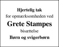 Taksigelsen for Grete Stampes - Ringkøbing