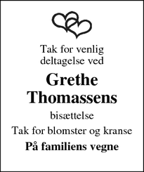 Taksigelsen for Grethe
Thomassens - Skælskør