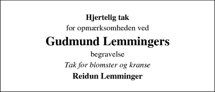 Taksigelsen for Gudmund Lemmingers - Silkeborg