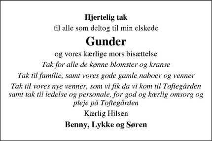 Taksigelsen for Gunder - Toftlund