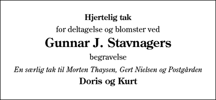 Taksigelsen for Gunnar J. Stavnager - Ribe