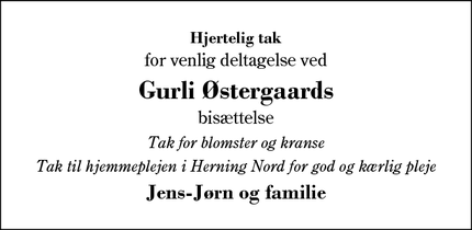 Taksigelsen for Gurli Østergaards - Sunds