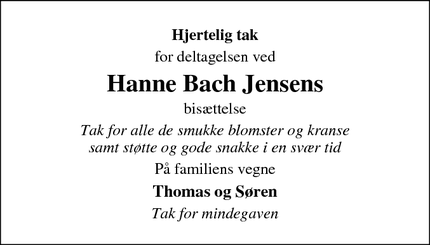Taksigelsen for Hanne Bach Jensens - Skjern