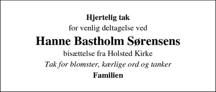 Taksigelsen for Hanne Bastholm Sørensens - Næstved
