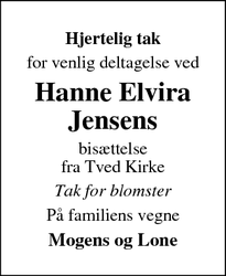 Taksigelsen for Hanne Elvira
Jensen - Pandrup