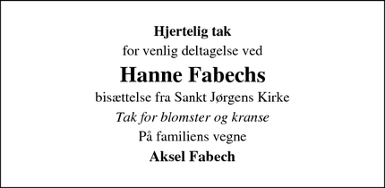 Taksigelsen for Hanne Fabechs - Svendborg