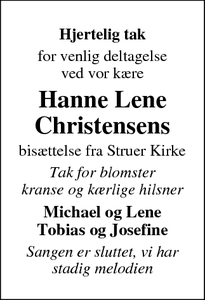 Taksigelsen for Hanne Lene
Christensen - Struer