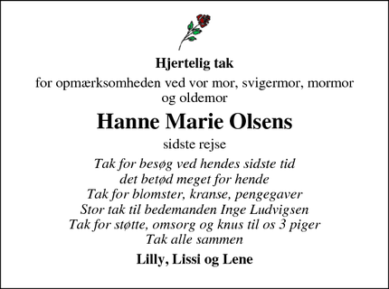 Taksigelsen for Hanne Marie Olsens - Struer