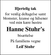 Taksigelsen for Hanne Stuhr's - Fjenneslev