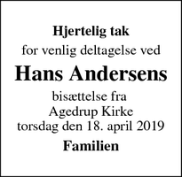 Taksigelsen for Hans Andersens - Vester Kærby