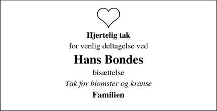 Taksigelsen for Hans Bondes - haderslev