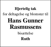 Taksigelsen for Hans Gunner
Rasmussens - Faaborg