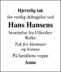 Taksigelsen for Hans Hansens - 5540