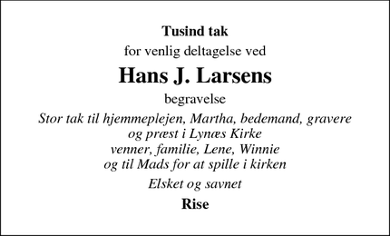 Taksigelsen for Hans J. Larsen - Hundested
