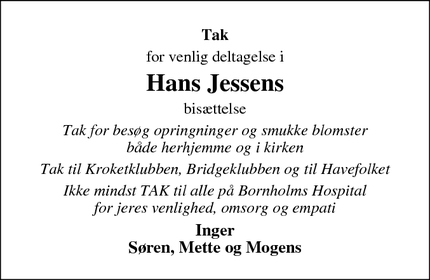 Taksigelsen for Hans Jessen - Nexø