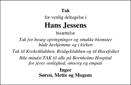 Taksigelsen for Hans Jessen - Nexø