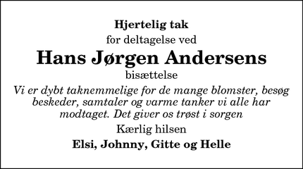 Taksigelsen for Hans Jørgen Andersens - Hanstholm