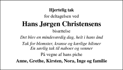 Taksigelsen for Hans Jørgen Christensen - Løjt Kirkeby, Aabenraa