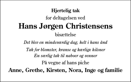 Taksigelsen for Hans Jørgen Christensen - Løjt Kirkeby, Aabenraa